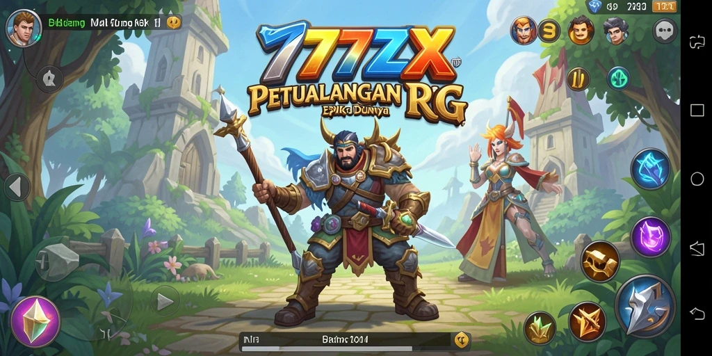 Screenshot gameplay 777ZX menunjukkan pertarungan seru di dunia RPG.