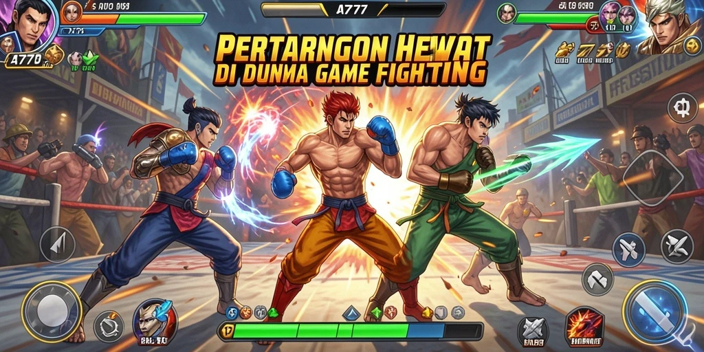Gameplay A7777 menampilkan pertarungan intens antara karakter-karakter yang kuat.
