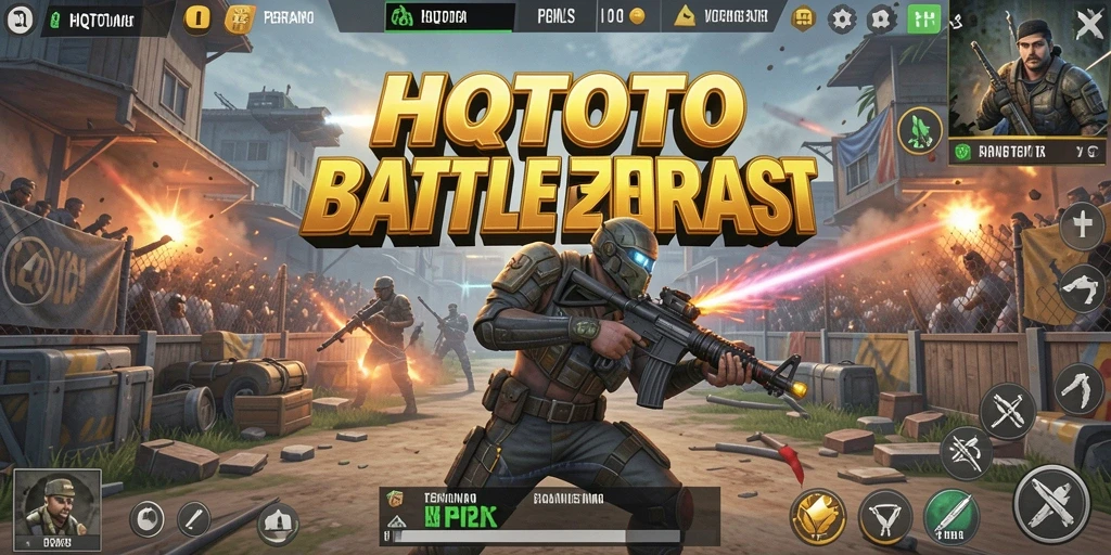 Gameplay intens HQTOTO dalam pertarungan Battle Royale.