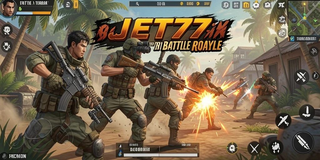 Gameplay seru JET77 saat pemain bertarung di medan peperangan.