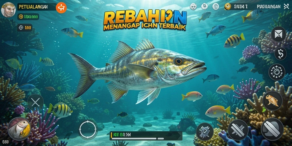 Gameplay seru di REBAHIN saat menangkap ikan.