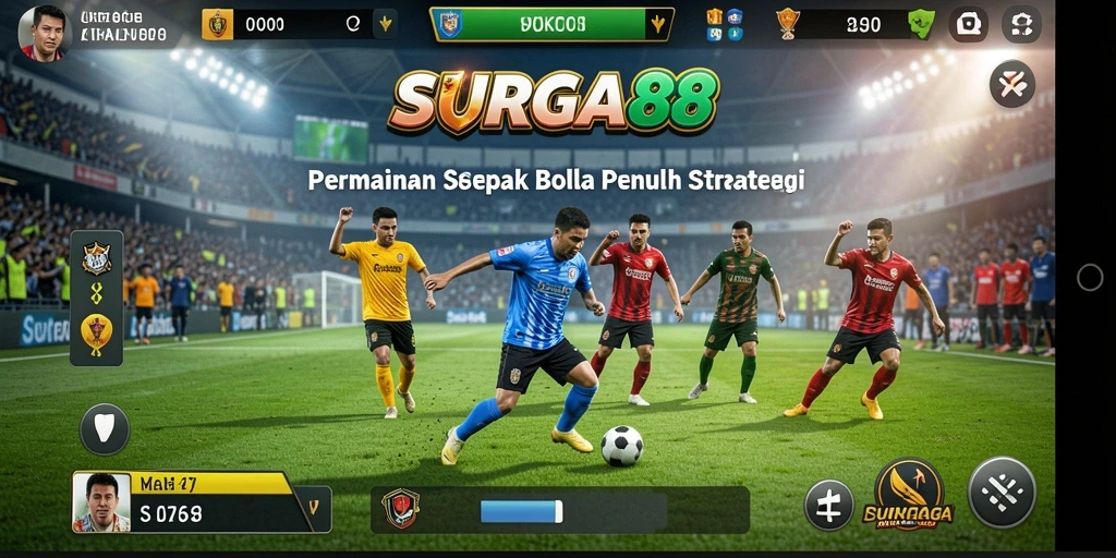 Tampilan menarik dari gameplay SURGA88 dengan aksi sepak bola yang seru.